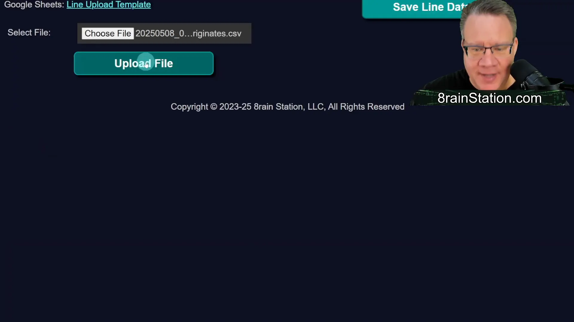 Uploading lines to the platform