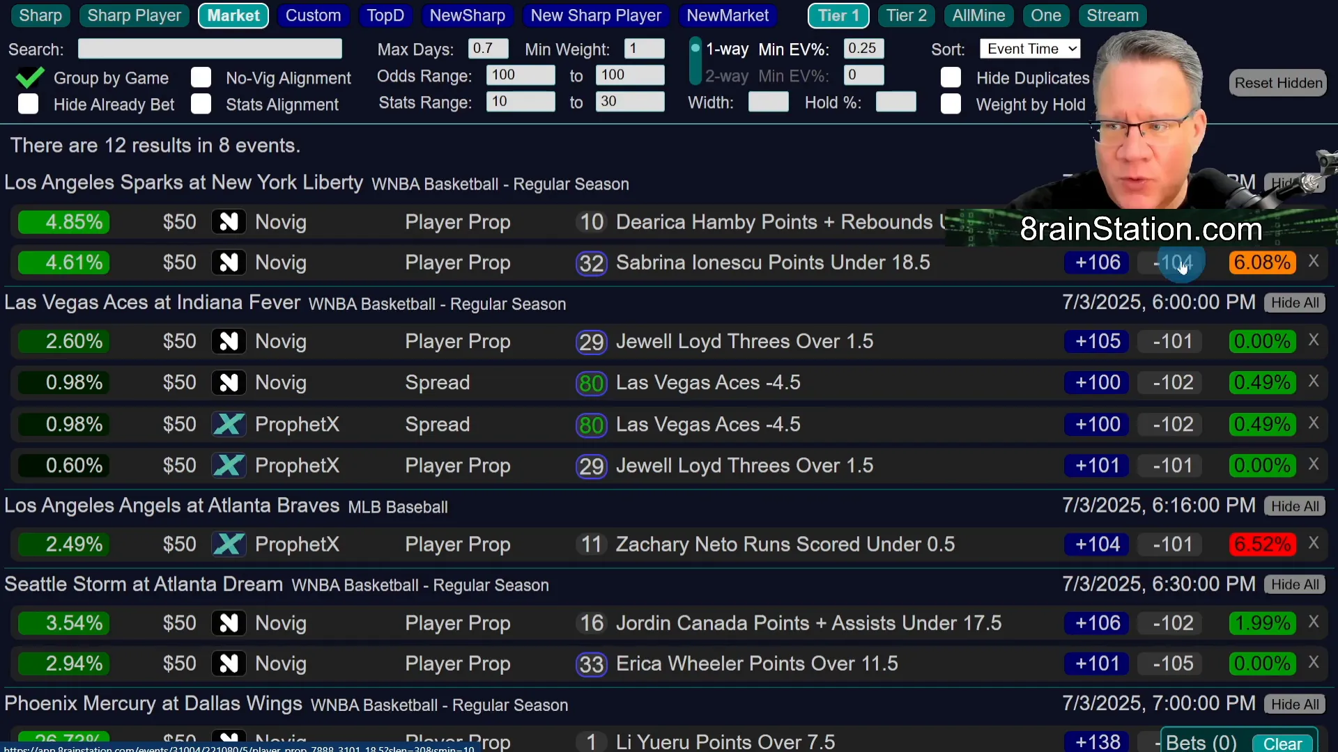 Example of Plus Money Coin Flip showing negative and positive odds across sportsbooks
